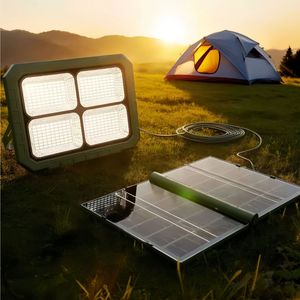 Projecteur solaire 12V LED portable pour le camping en plein air avec panneau solaire rechargeable, étanche - Product Image 1