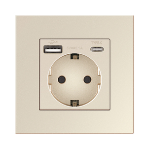 Chất lượng cao 20W PD sạc nhanh Ổ Cắm Điện PC Bảng điều chỉnh Loại C + A EU treo tường Ổ cắm điện 16A với cổng USB - Product Image 1