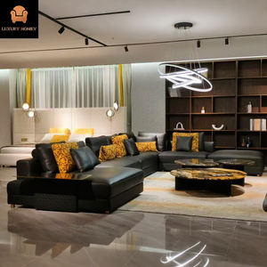 طقم أريكة فاخر ومريح - جلد أصلي مستورد مع إطار من خشب البتولا الروسي الصلب، أثاث عصري لغرفة المعيشة في الفيلات - Product Image 6