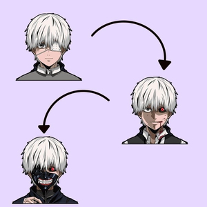 Pegatinas con 3 Diseños Cambiantes, Tokyo Ghoul Kaneki Kamishiro Rize, Anime, Pegatinas Lenticulares Holográficas 3D con Movimiento - Product Image 1