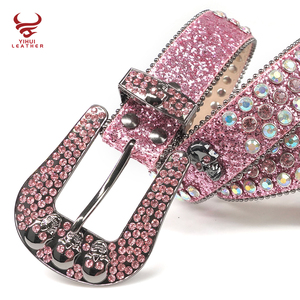 Occidental cinturones con estrás correa de las mujeres de la moda colorido tachonado cráneo Bling de moda cinturón rosado BB <span class=keywords><strong>Simon</strong></span> - Product Image 2