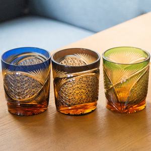 8 oz Edo Kiriko Style Japanese Rock Glass Whisky Cup Crystal-Cased Old Fashioned Brandy pour Bar <span class=keywords><strong>Hotel</strong></span> Wedding Table Graving - Product Image 1