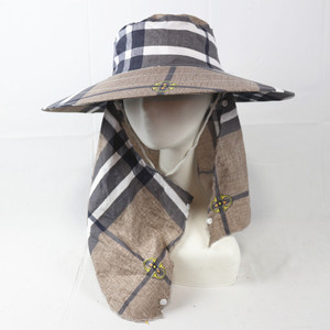 หมวกกันแดดปีกกว้างพร้อมผ้าคลุมคอพิมพ์ลายดอกไม้ระบายอากาศได้ดีสำหรับใช้กลางแจ้งในฤดูใบไม้ผลิฤดูร้อน - Product Image 4