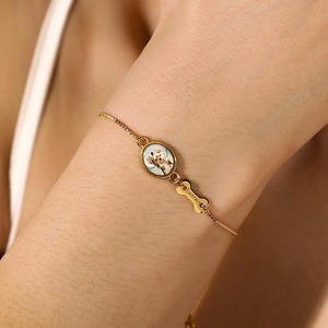 Bracelet personnalisé Qianman avec photo d'animal de compagnie, ovale doré gravé, bijoux pour chien et chat, bracelet en acier inoxydable pour les amoureux des animaux - Product Image 3