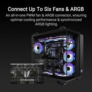 Hub de ventilateurs PWM ARGB TUF Gaming 6 ports avec alimentation SATA pour refroidissement de PC de bureau - Product Image 3
