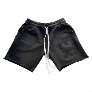 Manufacturer Custom Drawstring Cotton Sweat Shorts Printing French Terry Jogger Shorts Vintage Acid Wash Shorts Men