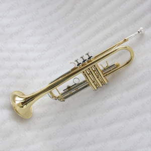 <span class=keywords><strong>Trompette</strong></span> Bb Or Focustyle pour Débutants Intermédiaires, Grande Cloche, Embouchure, Laque Claire, Laiton, OEM - Product Image 2