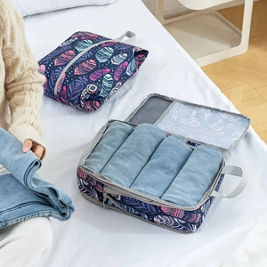 Lot de 4 cubes de rangement imprimés, imperméables, pour voyages, sacs organisateurs de vêtements pour valises, pochettes de rangement pour voyages - Product Image 6