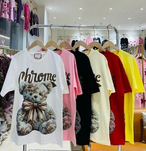 Kaos Wanita Katun 100% Berkualitas Tinggi Motif Kartun Berhias Rhinestone Berkilau OC1025 - Product Image 6