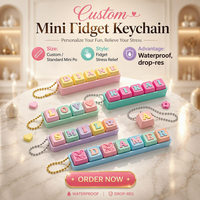 Top Trending Mini Lighted Button 3D Printed PLA Keychain Sturdy Metal Lobster Clasp Kids Toy Backpack Charm Decor Anime