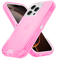 Trois en un pour iPhone 15 Promax Coque de téléphone portable Anti-chute Double face à trois épreuves Coque en silicone TPU transparente en cristal