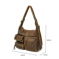 Bolso de Hombro Tipo Hobo de Cuero Vegano Encerado y Aceitado Personalizado Angelkiss para Mujer, Estilo Vintage, Moda Y2K, Punk, Motociclista