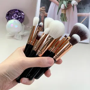 Nhà Máy Tùy Chỉnh Lỏng Bột Blush Lông Mày Bàn Chải Bóng Mắt Mini Xách Tay Mềm Tóc Tóc Tự Nhiên Màu Đen 13Pcs Trang Điểm Bàn Chải Thiết Lập