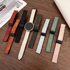 Bracelet de montre en cuir véritable à motif irrégulier pour Samsung avec bracelet en cuir à boucle pliante magnétique pour <span class=keywords><strong>Huawei</strong></span> - Product Image 1