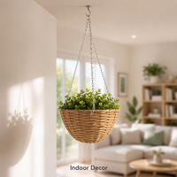 Panier mural suspendu en rotin PP pour décoration de pot de fleurs, écologique et durable, vente en gros