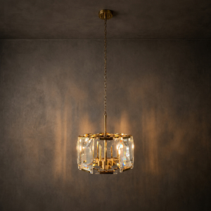 Lámpara colgante de cristal con forma de tambor para decoración del hogar, base E12, para villa, comedor, sala de estar, hotel, montaje en techo. - Product Image 1