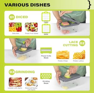 FACTORY Wholesale Fruit & Vegetable Processing Machines ABS Design Vegetable Cutter 22in1 Vegetable Chopper - Product Image 5
