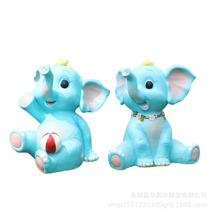 Cartoon <b>Elephant</b> Sculpture Fiberglass 3 Pcs Outdoor Garden <b>Decoration</b> Figure Floor Mount - Product Image 4