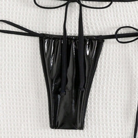 Op maat gemaakte glanzende PU bikini set 2026 verstelbare halter thong badkleding voor carnaval Jouvert feest groothandel MOQ 200 rechtstreeks van de fabriek