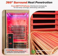 Sauna sec intérieur personnalisé 120V - 2030W, sauna infrarouge intérieur pour 2 personnes à faible EMF avec 9 panneaux chauffants pour la maison