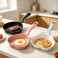 Poêle à frire antiadhésive en céramique en forme de cœur, pour petit-déjeuner, œufs, crêpes, mini-steaks, compatible induction pour la cuisine
