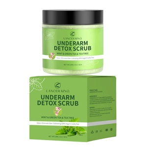 Exfoliante Corporal de Té Verde Menta y Árbol de Té, Aclarante para Axilas, Desintoxicante, 100% Vegano, Libre de Crueldad Animal, para Venta al por Menor - Product Image 4
