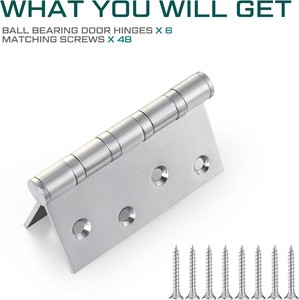 Charnières de porte à roulement à billes, charnières de porte robustes en acier inoxydable avec coins carrés pour portes et fenêtres - Product Image 3