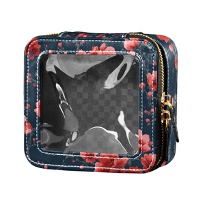 กระเป๋าเครื่องสำอางใสลายดอกซากุระฮาวายแบบพกพา - Product Image 1