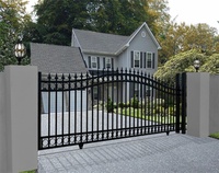 Portail de jardin en fer forgé noir moderne simple et robuste sur mesure pour résidence privée, clôture paysagère