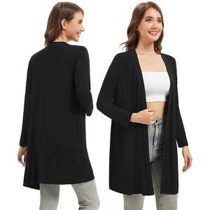 Cardigan personnalisé pour femme en viscose de bambou, manteau long ouvert sur le devant avec poches, tailles S à XXL - Product Image 3