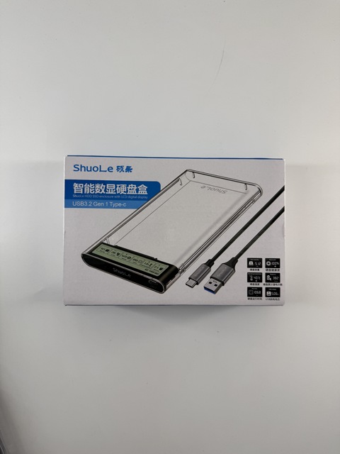 ShuoLe 2.5-inch External Hard Drive Enclosure with USB 3.2 Digital Display, SATA SSD, External HDD