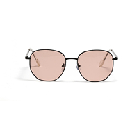 Lunettes de soleil classiques rondes à monture métallique intégrale UV400, verres colorés rose, vert, jaune, rouge, lunettes de soleil rétro pour femmes