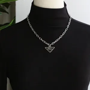 Trendy Cổ Điển Thương Hiệu Hàng Đầu Thép Không Gỉ Thời Trang Cao Punk Jewelry Chunky Chain Triangle Vòng Cổ Nam Giới Và Phụ Nữ Unisex Jewelry