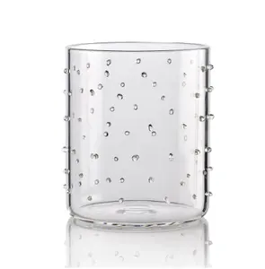 Handblown rõ ràng Dot Glass trụ cột nến container Jar ống khói tealight Holders cho Slim trụ cột nến đám cưới centerpieces
