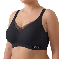 Soutien-gorge sans armatures côtelé SHANGBINI avec dos croisé en maille, bralette grande taille, lissant, athleisure, usine OEM ODM