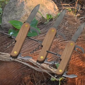 มีดพับอเนกประสงค์ 5-in-1 พร้อมส่ง ด้ามไม้ ระบบล็อคเต็มรูปแบบ แบบสวิส - Product Image 4