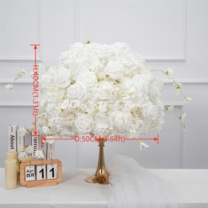 DKB Factory Customizable Large Artificial Silk Peony Hydrangea Roses White <b>Flower</b> Ball Wedding Table Centerpiece Realistic - Product Image 2