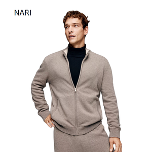Completo in Cashmere da <span class=keywords><strong>Uomo</strong></span> con Collo Alto e Zip, Super Morbido/Caldo, Maglione in Lana Merino Lavorato a Maglia, Pantaloni in Cashmere per l'Inverno - Product Image 1