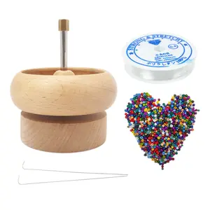 DIY bracelets wood bowl ball jewelry making supplies glass stone bead spinner beading needles holder stringing machine