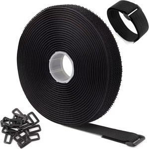 Ultra-segure o poliéster reusável preto/tipo Eco-amigável do uso KRT do vestuário do nylon para o laço livre fino do gancho do corte da fita o mesmo lado - Product Image 5