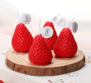4 6 9 टुकड़े स्ट्रॉबेरी मोमबत्ती स्ट्रॉबेरी के आकार की सुगंधित मोमबत्ती मिनी सोया मोम छोटी सुगंधित प्यारी मोमबत्ती मोम सजावटी