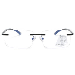 <span class=keywords><strong>Lunettes</strong></span> de lecture progressives multifocales pour hommes, anti-lumière bleue, à changement de couleur, monture carrée simple, verres noirs/bleus - Product Image 4