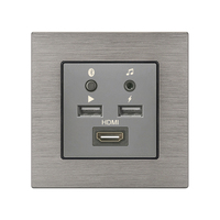 Interruptor de Pared y Enchufe FIKO Tipo 86 con Panel de Vidrio para Hotel, Panel de Control Multimedia Todo en Uno para Audio y TV