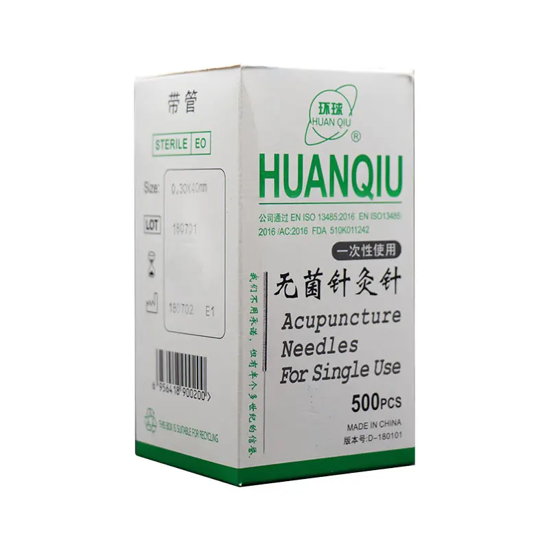 500 قطعة Huanqiu المتاح إبر علاج الوخز بالإبر germfree دبوس الطبية غير مؤلم