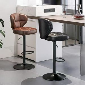 Tabourets <span class=keywords><strong>de</strong></span> <span class=keywords><strong>bar</strong></span> <span class=keywords><strong>de</strong></span> cuisine en cuir <span class=keywords><strong>de</strong></span> luxe moderne, banc haut réglable avec dossier pivotant, stable pour la maison, l'hôtel ou le salon - Product Image 2