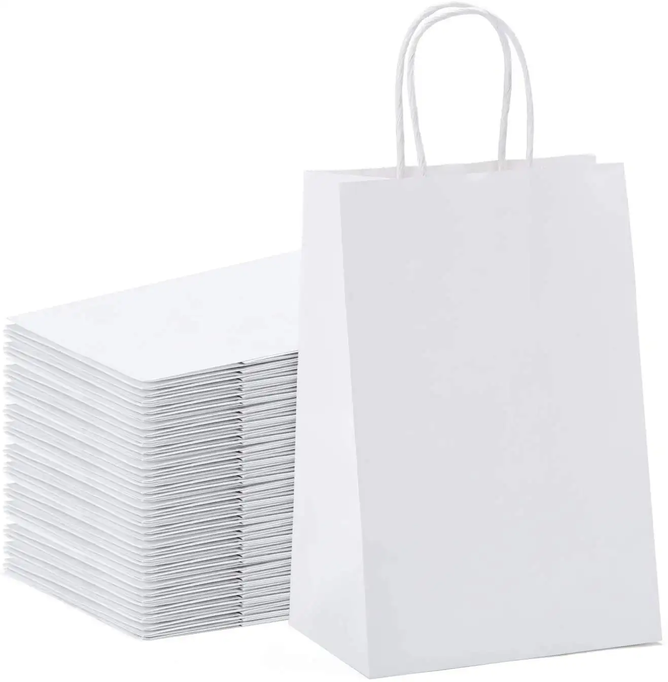 Custom Logo Luxe Kaartbord Winkelen Bruiloft Valentijnsdag Paperbag Witte Kraftpapier Geschenkzak Met Handvatten