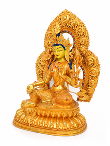 Statue <span class=keywords><strong>d</strong></span>'<span class=keywords><strong>ange</strong></span> Tara verte moderne faite à la main, sculpture bouddhiste tibétaine en laiton doré avec auréole pour temple, autel, <span class=keywords><strong>d</strong></span>écoration intérieure - Product Image 3