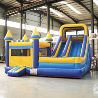 Château gonflable bleu commercial avec toboggan, prix usine, en PVC, pour saut et amusement