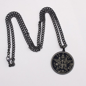 Collier vintage Wicca, pendentif tétragramme, Wahyeh, <span class=keywords><strong>pentagramme</strong></span> <span class=keywords><strong>de</strong></span> <span class=keywords><strong>Salomon</strong></span> bénit, amulette, bijoux en acier inoxydable - Product Image 3