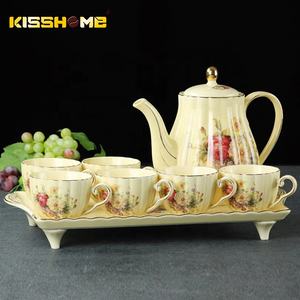 Ensemble de tasses à café en céramique, Style rétro turc doré cygne jaune, <span class=keywords><strong>palais</strong></span> éthiopien, tasses Espresso maison, soucoupe, en céramique - Product Image 2
